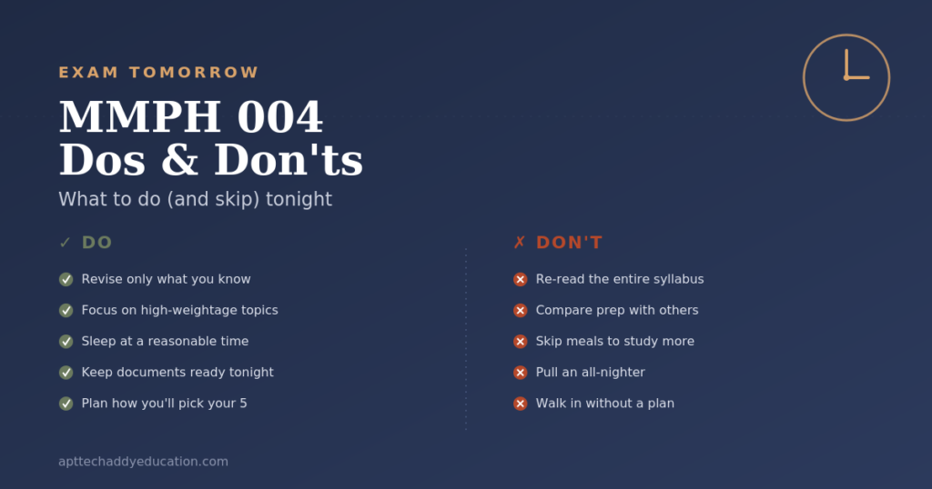 MMPH 004 dos and donts checklist for IGNOU MBA students
